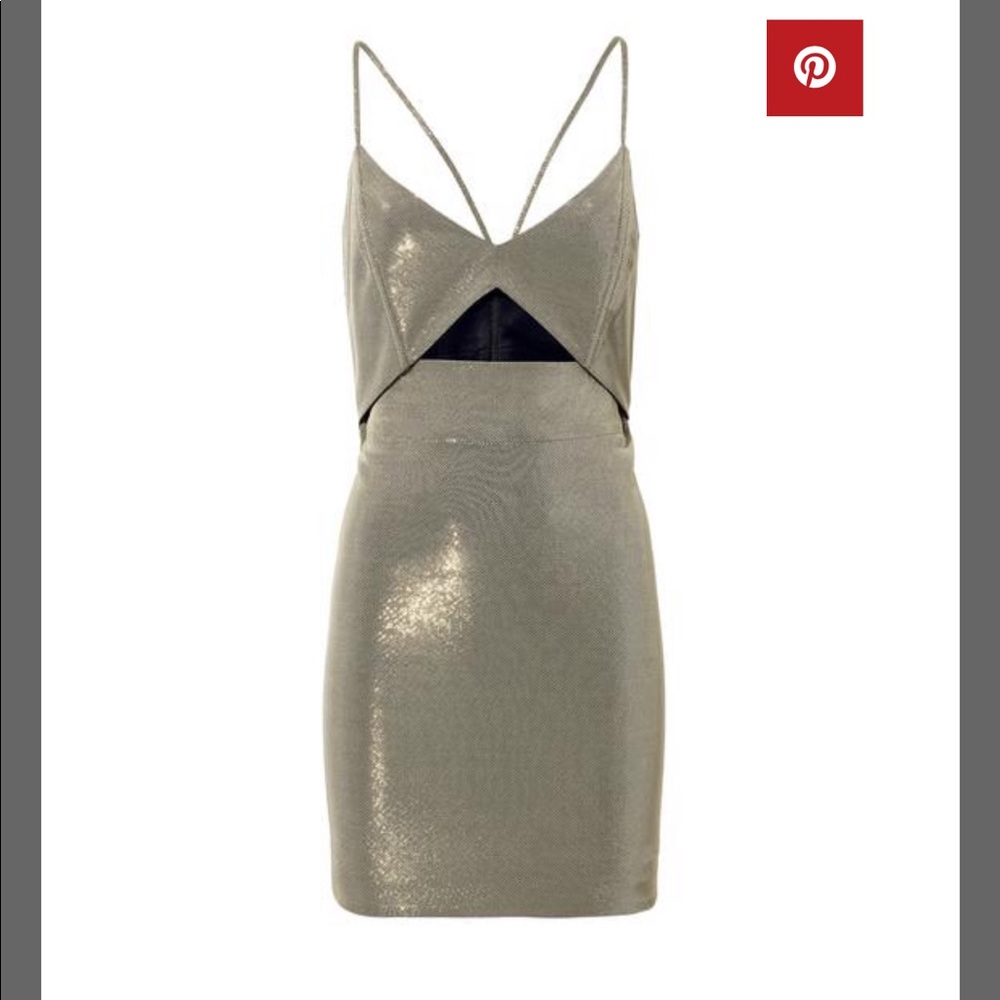 Michelle Mason gold metallic mini dress